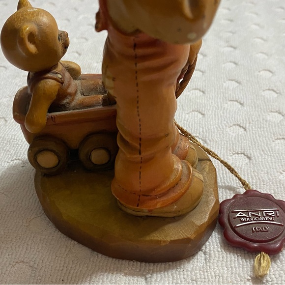 ANRI Sarah Kay  4" “Finding Our Way”Boy with a Wagon and a Teddy Bear - Picture 16 of 16